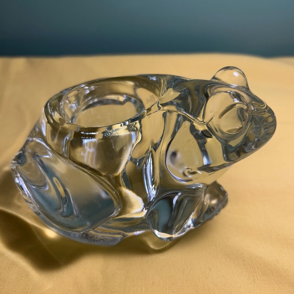 Vintage glass votive frog